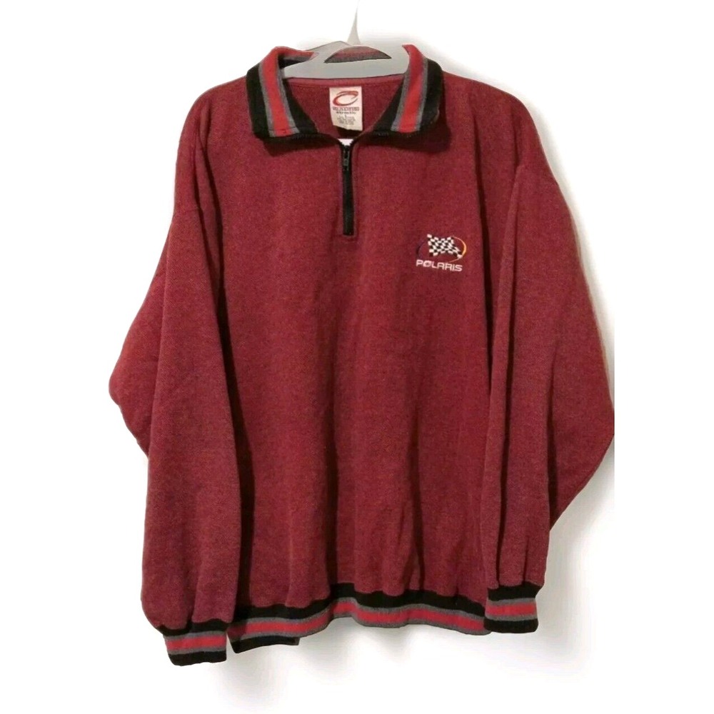Cadre Athletic Polaris Quarter Zip Pullover Mens Large Red Vintage Racing Logo